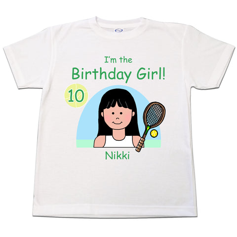 Tennis Kid Personalized Birthday T Shirt for Girls