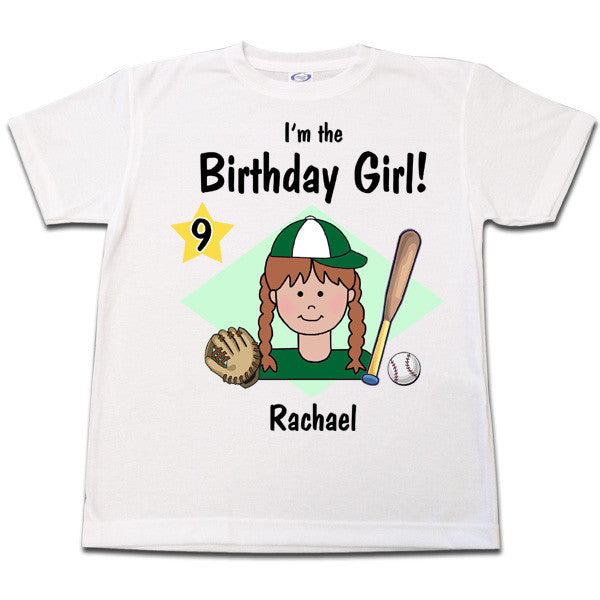 Baseball Kid Birthday T Shirt - Girl