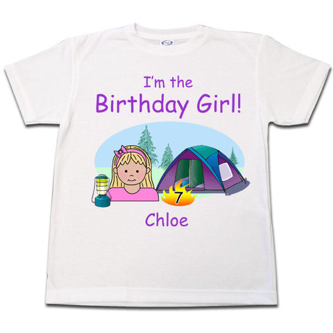 Camping Kid Birthday T Shirt - Girl