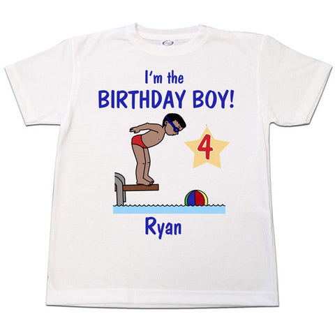 Pool or Swimming Personalized Birthday T Shirt - Boy