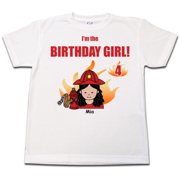 Firefighter Birthday T Shirt - Girl