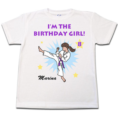 Karate or Martial Arts Girl Birthday Shirt - Kick Design