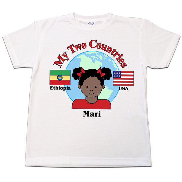 My Two Countries Adoption or Heritage T Shirt - Girl