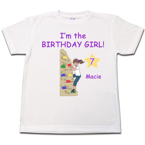 Rock Climbing Birthday T Shirt - Girl