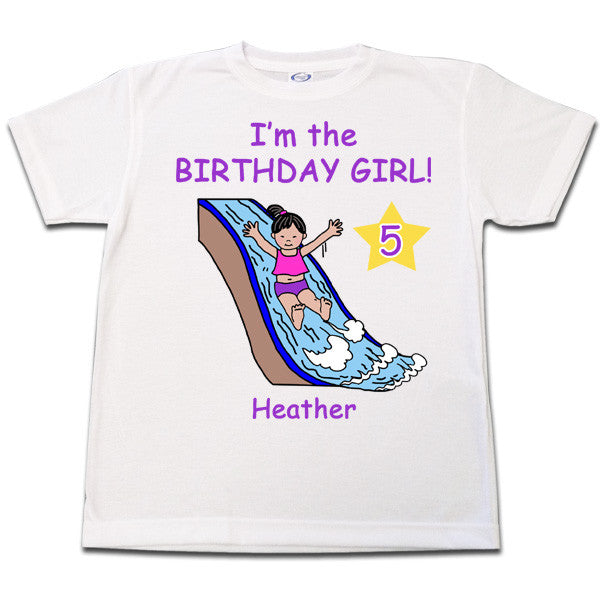 Water Slide Birthday T Shirt - Girl