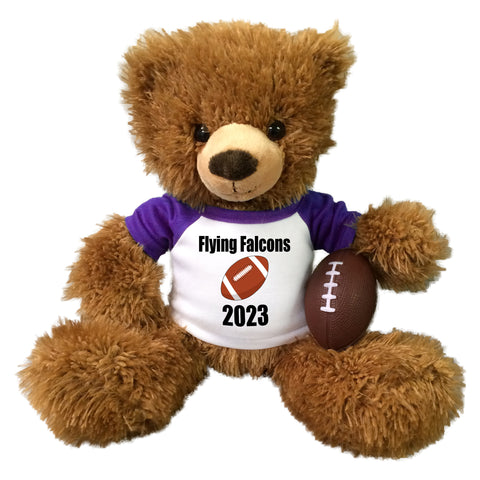 Personalized Football Teddy Bear - 14" Brown Tummy Bear