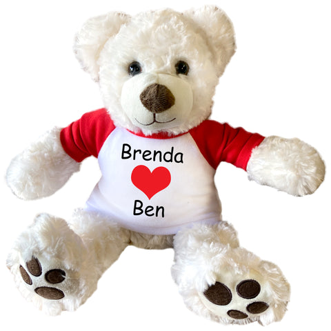 Personalized Valentine Teddy Bear - 13" Vera Bear, Pearly White