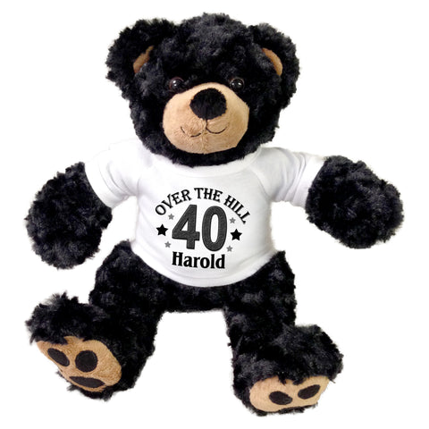 Personalized 40th Birthday Teddy Bear - 13 Inch Black Vera Bear