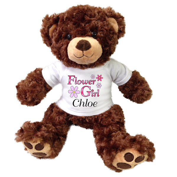 Flower Girl Teddy Bear -  Personalized 13" Brown Vera Bear