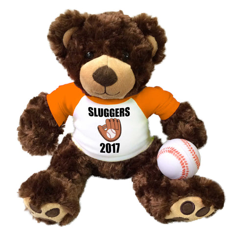 Personalized Baseball Teddy Bear - 13" Brown Vera Bear