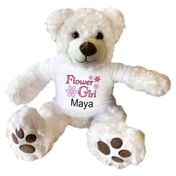 Flower Girl Teddy Bear -  Personalized 13" Vera Bear, Pearly White