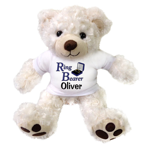 Ring Bearer Teddy Bear -  Personalized 13" White Vera Bear