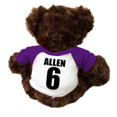 Back of Personalized Soccer Teddy Bear - Brown Vera Bear