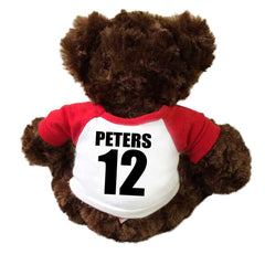 Back of personalized football sports teddy bear