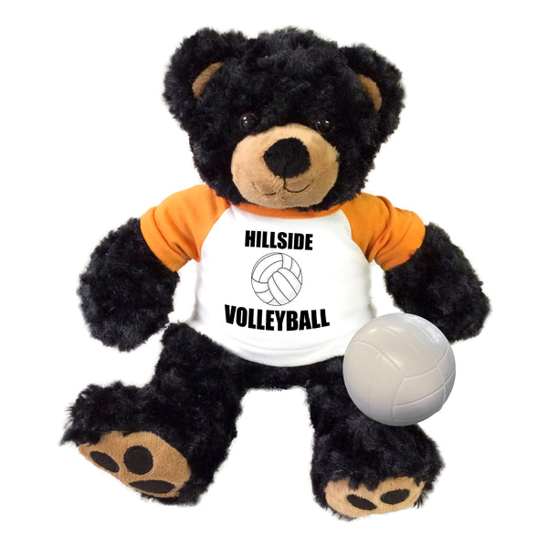 Personalized Volleyball Teddy Bear - 13" Black Vera Bear