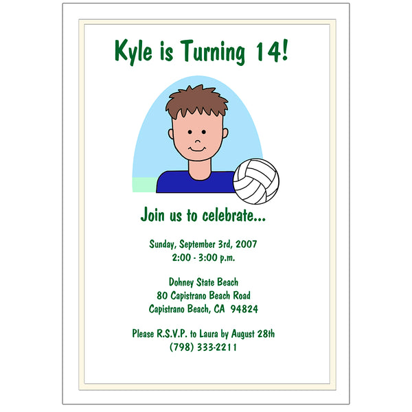 Volleyball Boy Birthday Party Invitation