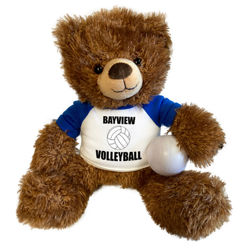 Personalized Volleyball Teddy Bear - 13" Brown Tummy Bear