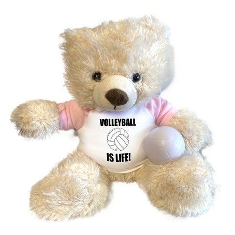 Personalized Volleyball Teddy Bear - 14" Cream Tummy Bear
