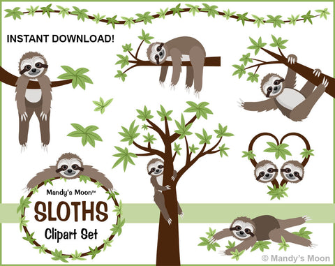 Sloths Clipart Set