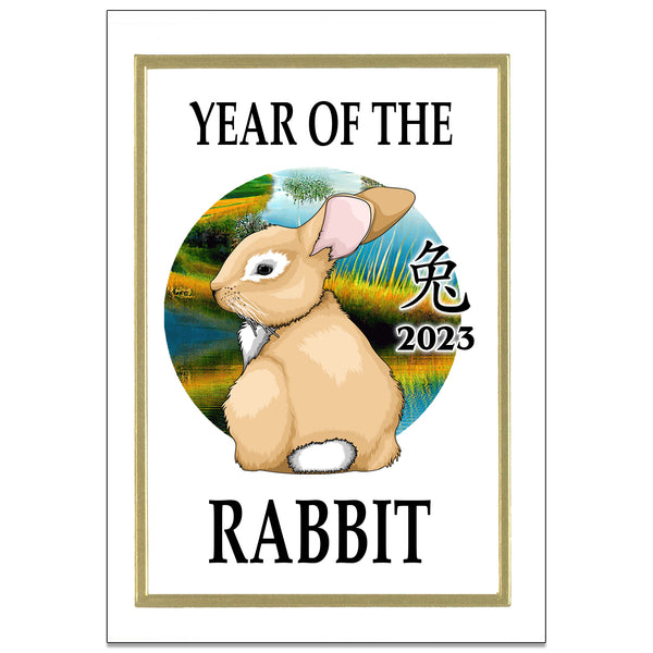 Chinese Zodiac Year of the Rabbit 2023 Note Cards