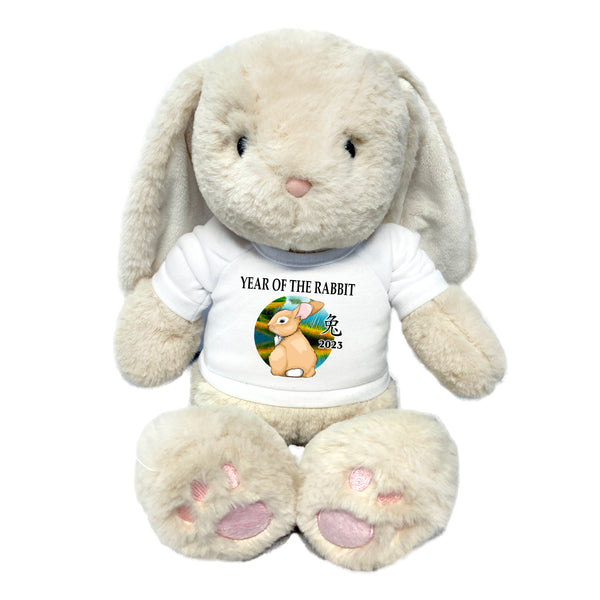 Chinese Zodiac Year of the Rabbit 2023 Stuffed Animal - 14" Plush Creme Brulee Bunny