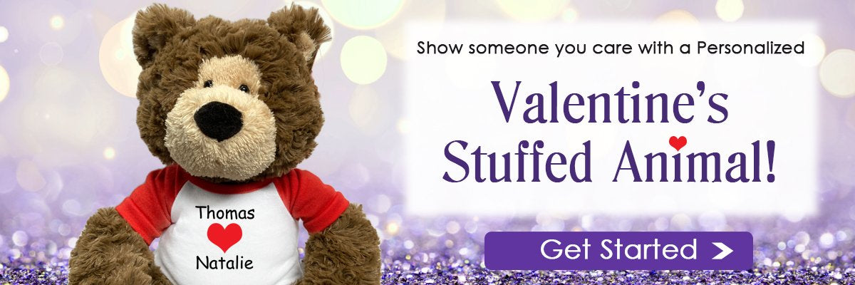 Personalized Valentine's Teddy Bears and Stuffed animals are a great way to say I love you on Valentine's Day